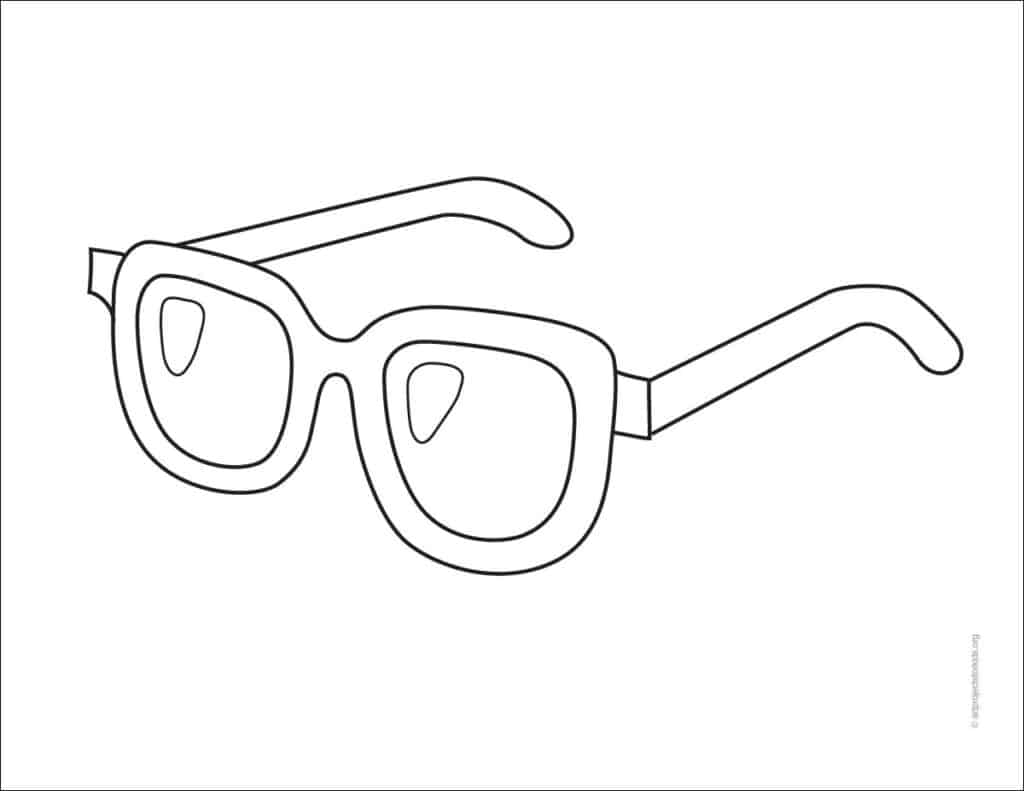 A sunglasses coloring page, available as a free PDF.