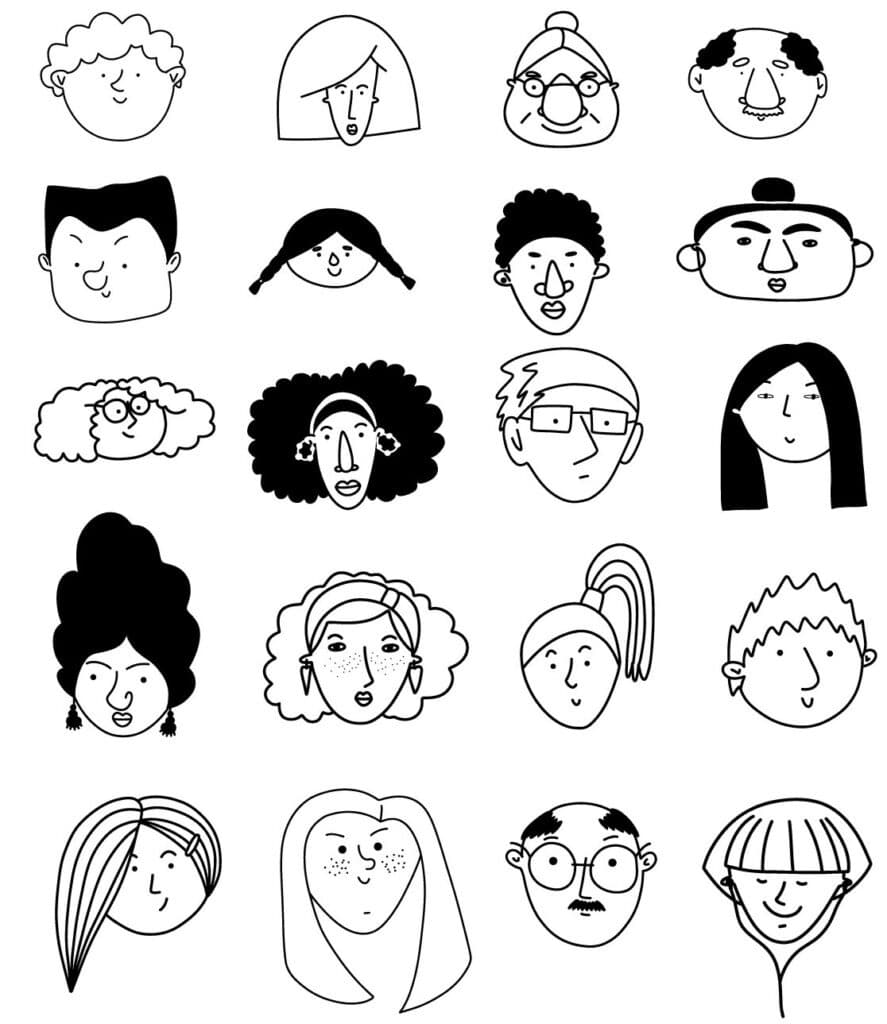 A collection of caricature drawings, made with the help of a step by step tutorial.