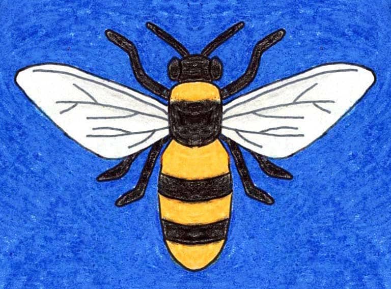 Easy How to Draw a Bee Tutorial and Bee Coloring Page