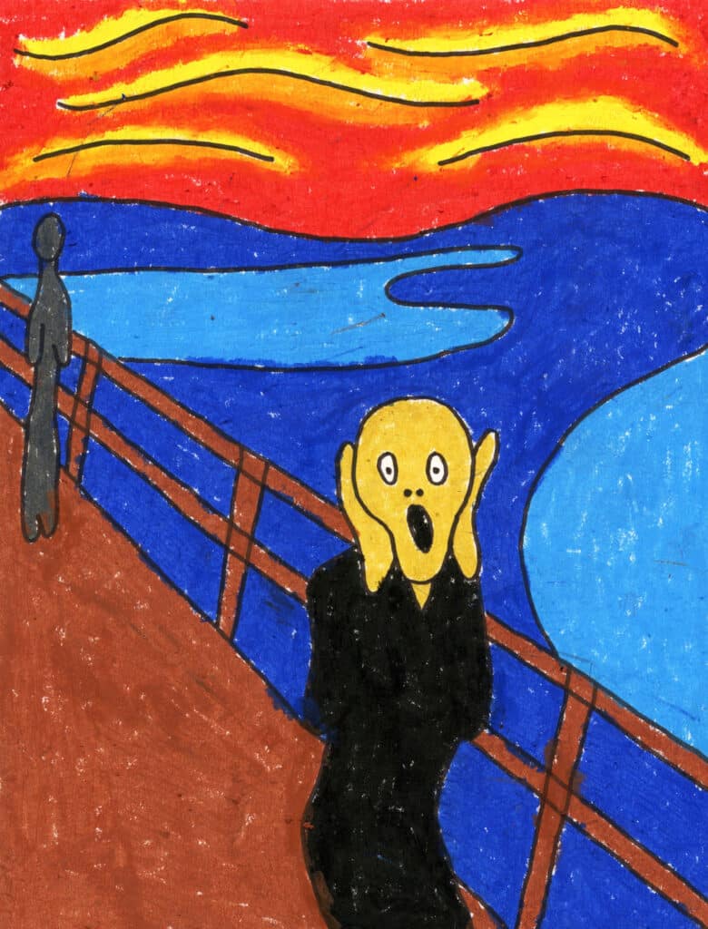 An easy Scream Drawing project, made with the help of a step-by-step tutorial.