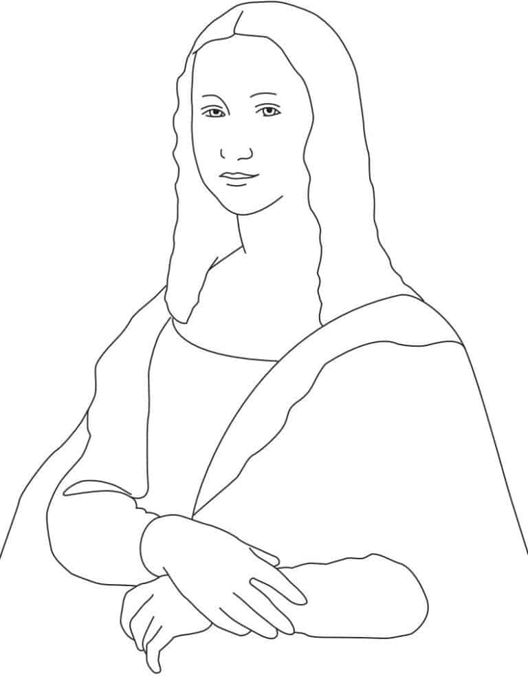 Mona Lisa Coloring Page: Free Printable Sheets for Kids