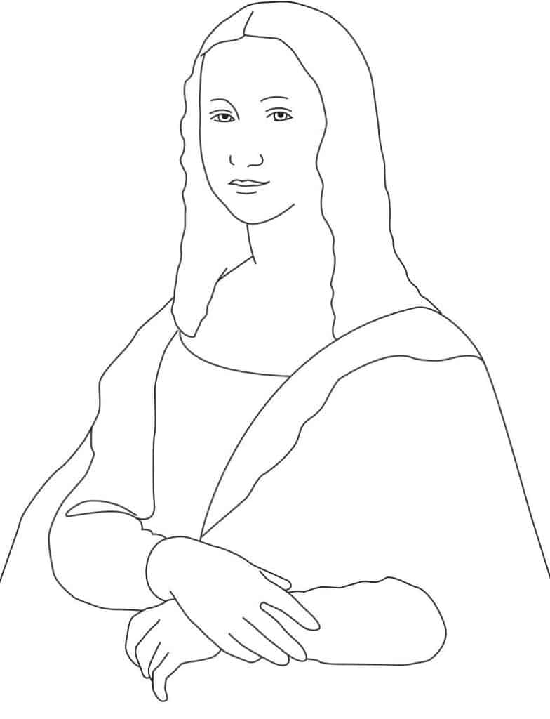 Mona Lisa Coloring Page, available as a free printable