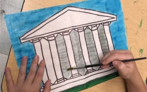 Easy How to Draw the Parthenon Tutorial and Parthenon Coloring Page