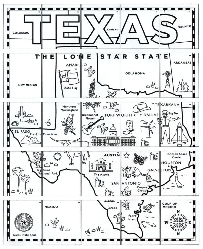 Printable Map of Texas for Kids - Texas Map Diagram 800x981