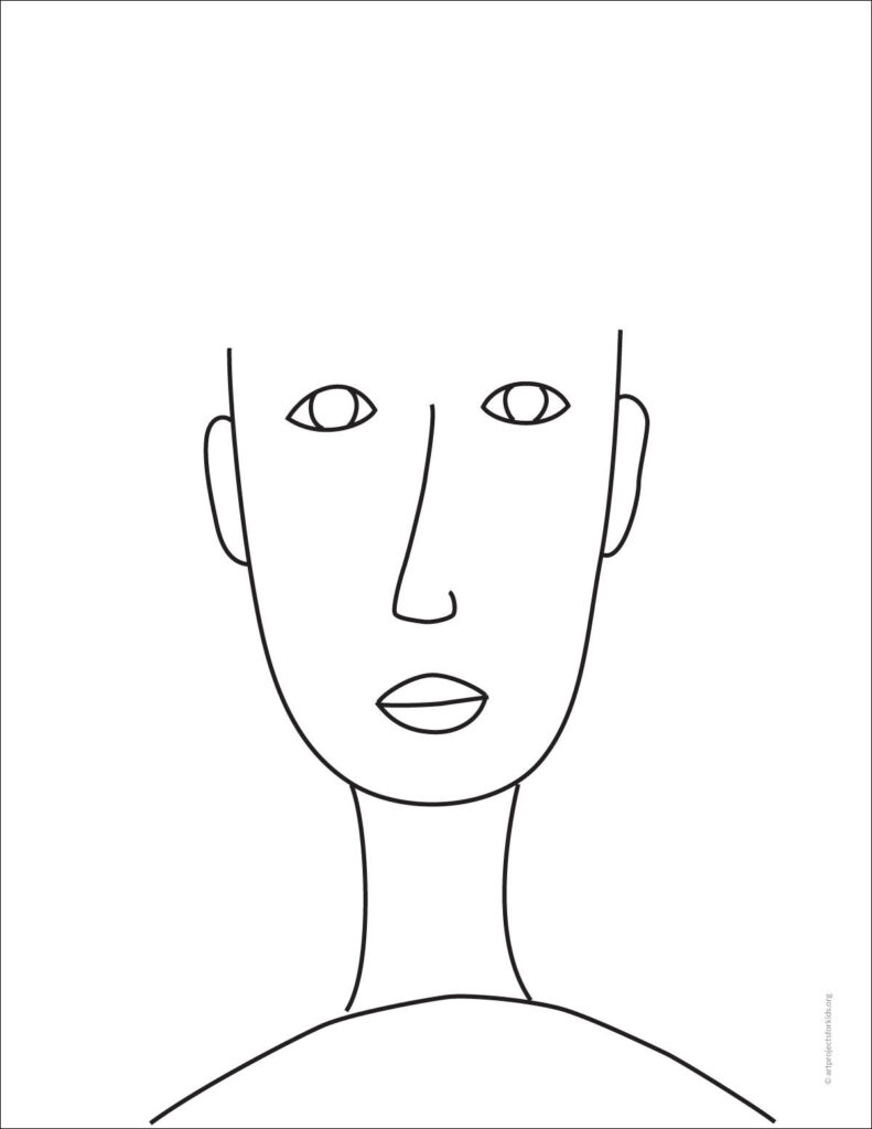 Watercolor Self Portrait coloring page, available as a free download.