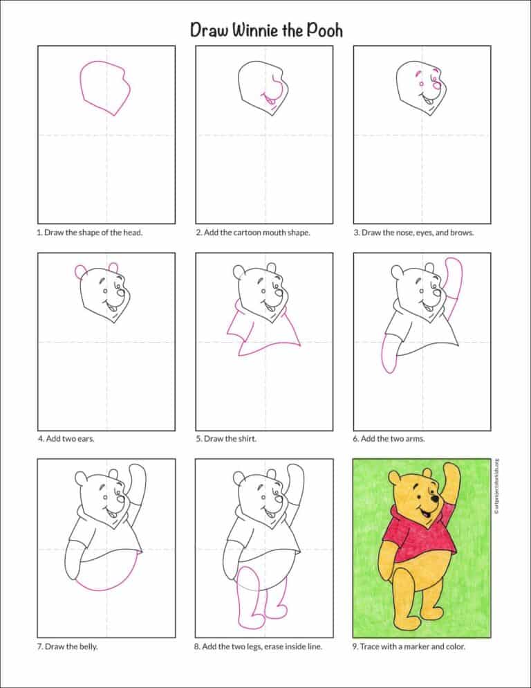 How to Draw Winnie the Pooh Step-by-Step Art Lesson for Kids