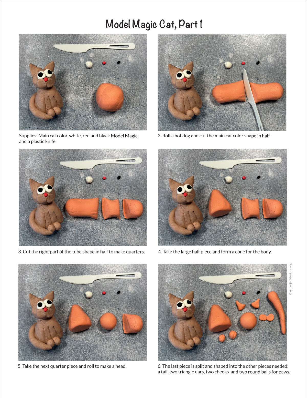 How To Make A Cat From Modeling Clay Step by Step Art Lesson For Kids