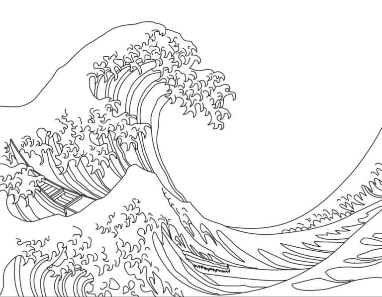 Hokusai Coloring Page: Free Printable Sheets for Kids