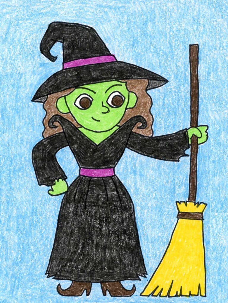 How to Draw a Witch: Easy Step-by-Step Art Lesson for Kids