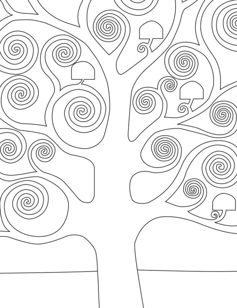 Klimt Tree of Life Coloring Page: Free Printable Sheets for Kids