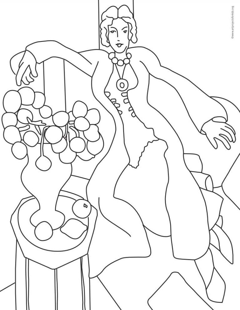 Matisse Purple Robe Coloring Page: Free Printable Sheets for Kids