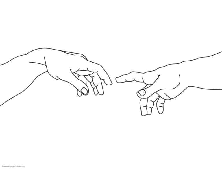 Michelangelo Hands Coloring Page: Free Printable Sheets for Kids