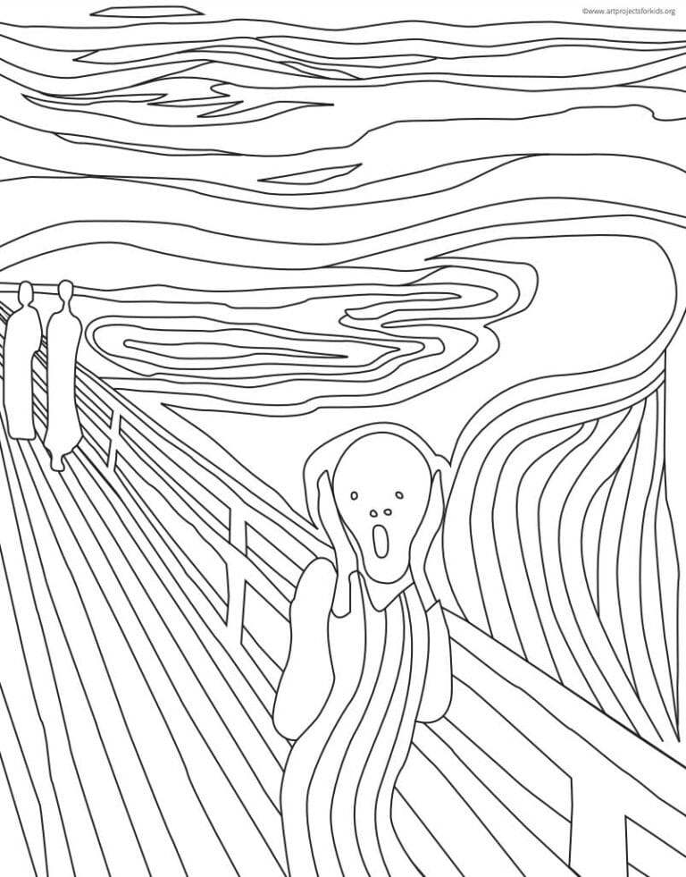 Munch’s The Scream Coloring Page: Free Printable Sheets for Kids