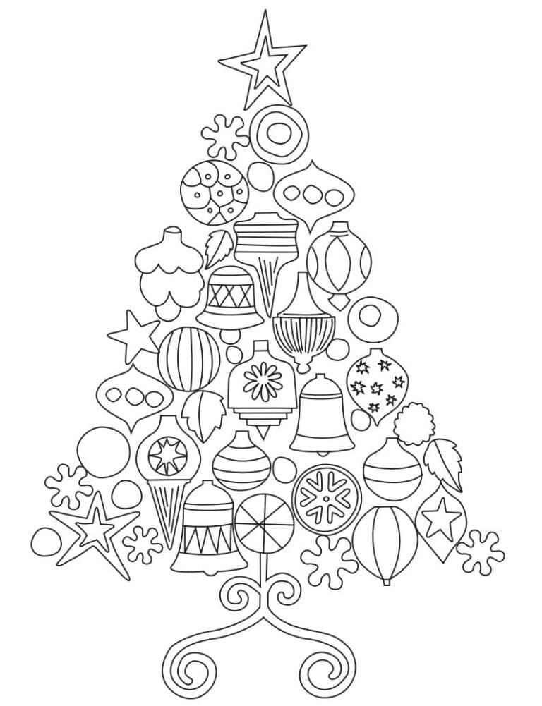 Warhol Christmas Tree Coloring Page: Free Printable Sheets for Kids