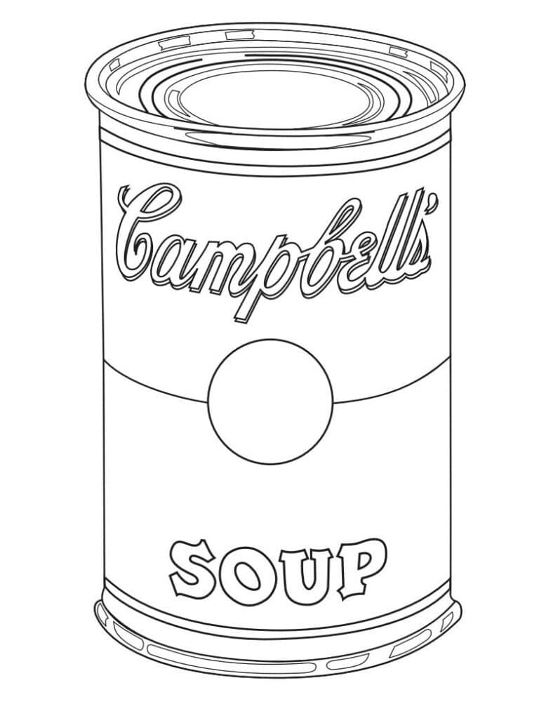 Warhol Soup Coloring Page: Free Printable Sheets for Kids