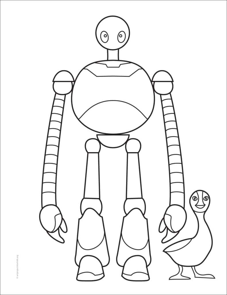 How to Draw Roz and Brightbill from The Wild Robot