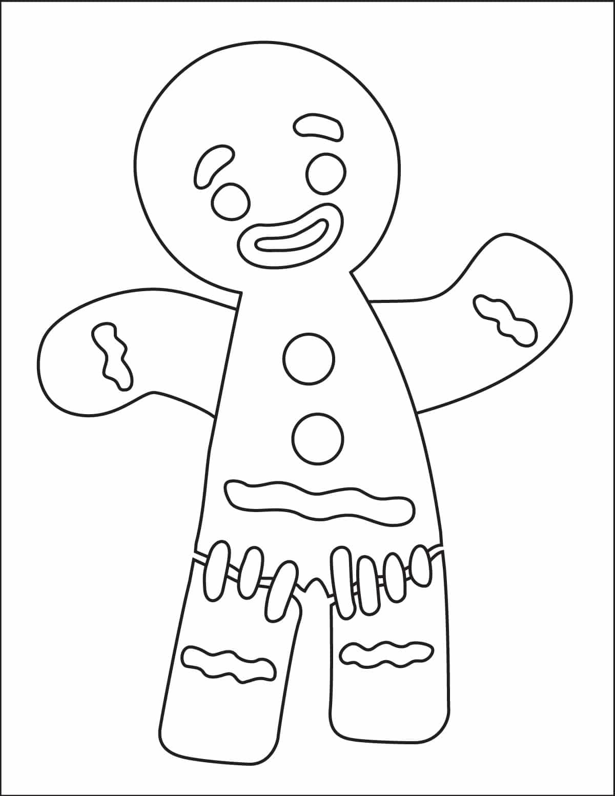 Gingerbread Man from Shrek Coloring Page, available as a free printable