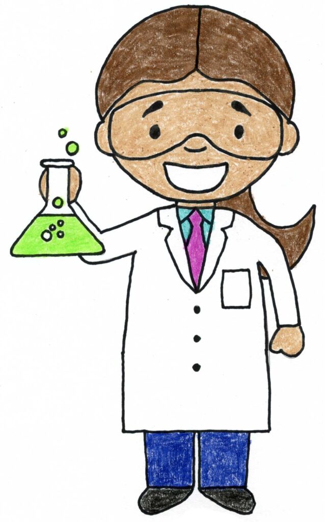 A drawing of a Scientist, made with the help of an easy step by step tutorial.