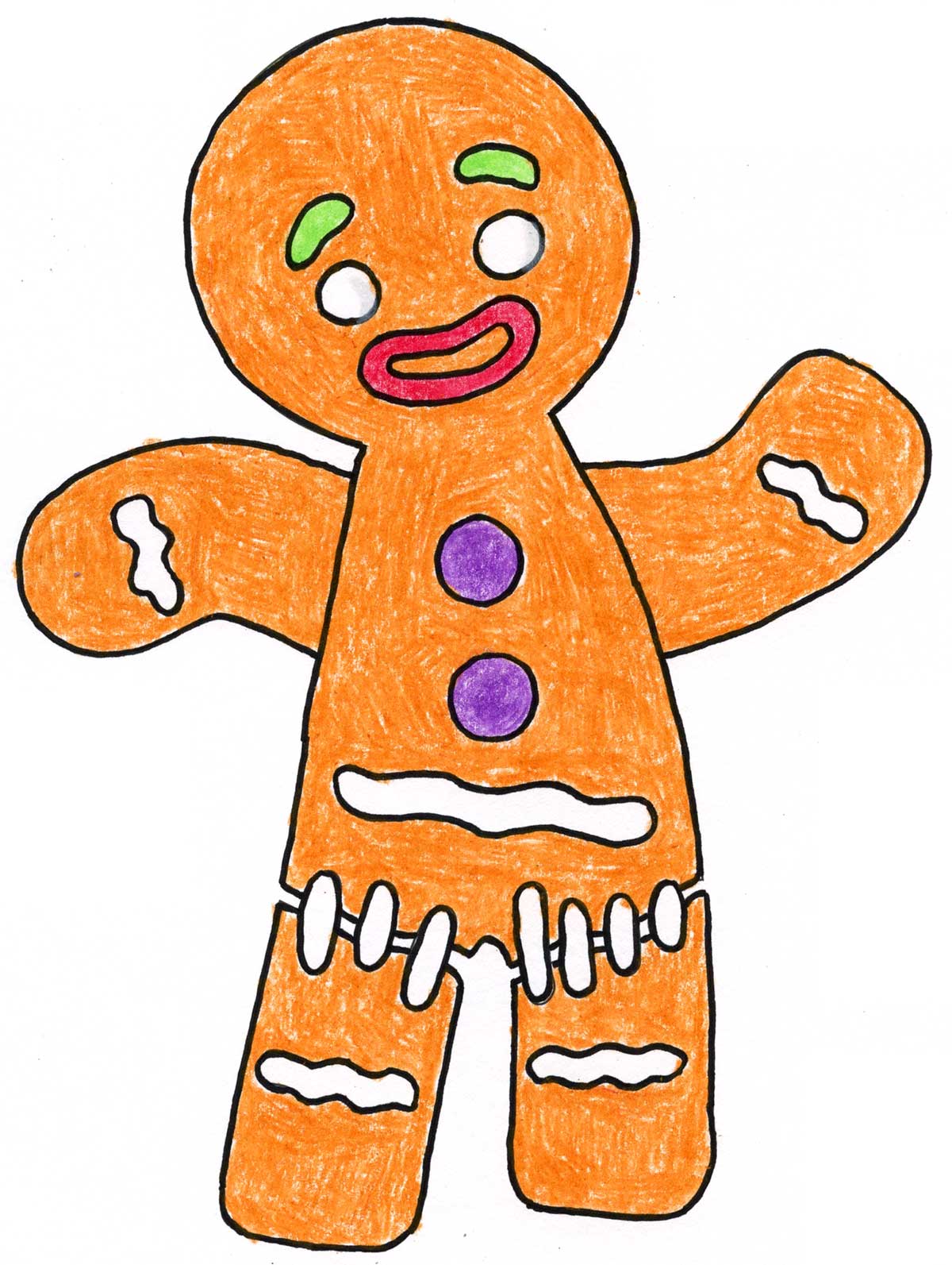 How to Draw the Gingerbread Man from Shrek: Easy Step-by-Step Art ...