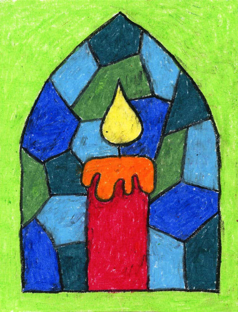 Easy How to Draw a Candle Tutorial and Candle Coloring Page