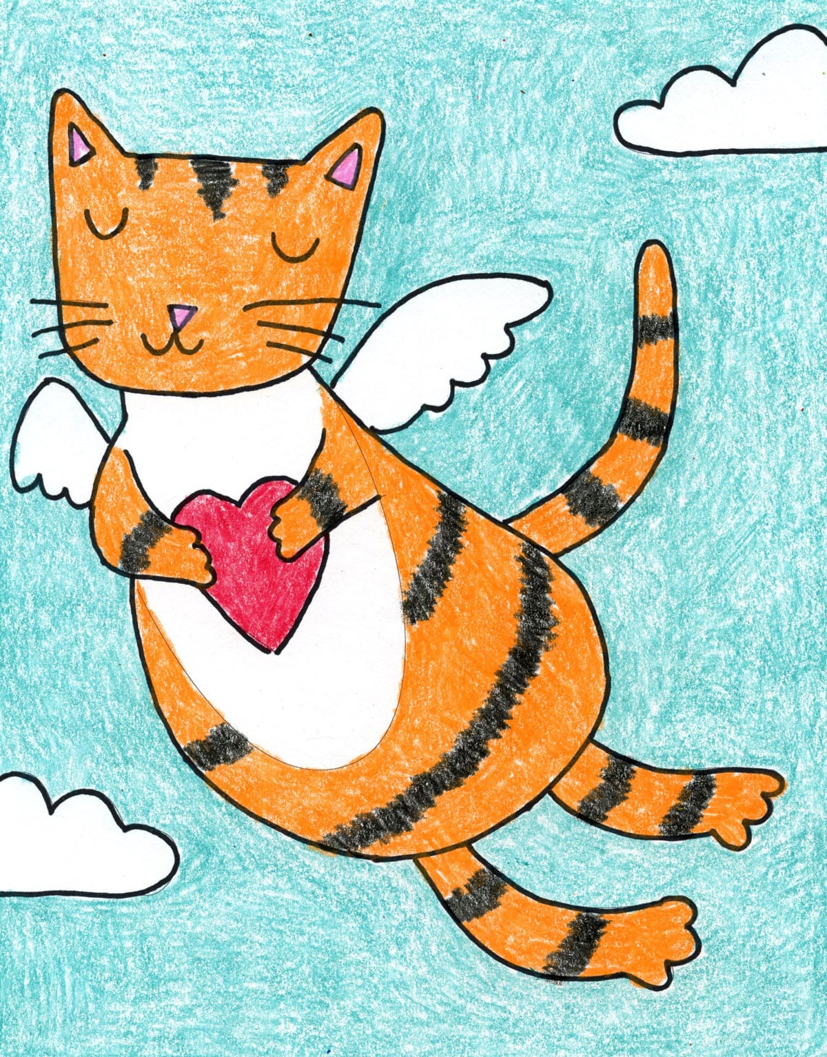 How to Draw a Valentine Cat: Easy Step-by-Step Art Lesson for Kids