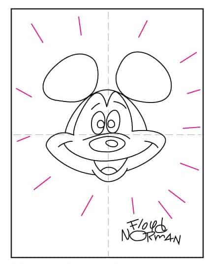 Draw burst lines around Mickey’s head for extra effect.