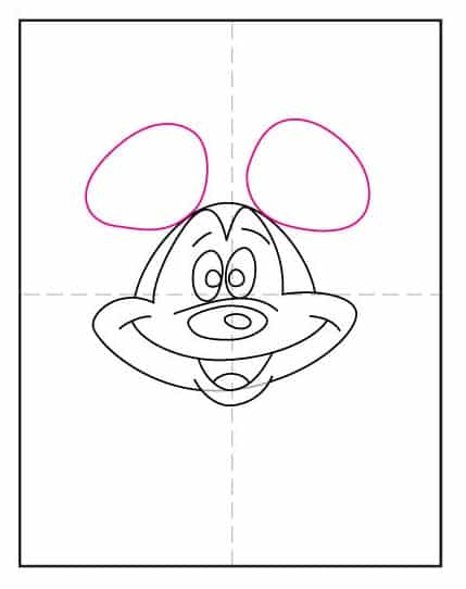 Draw two ears to complete the facial outline.