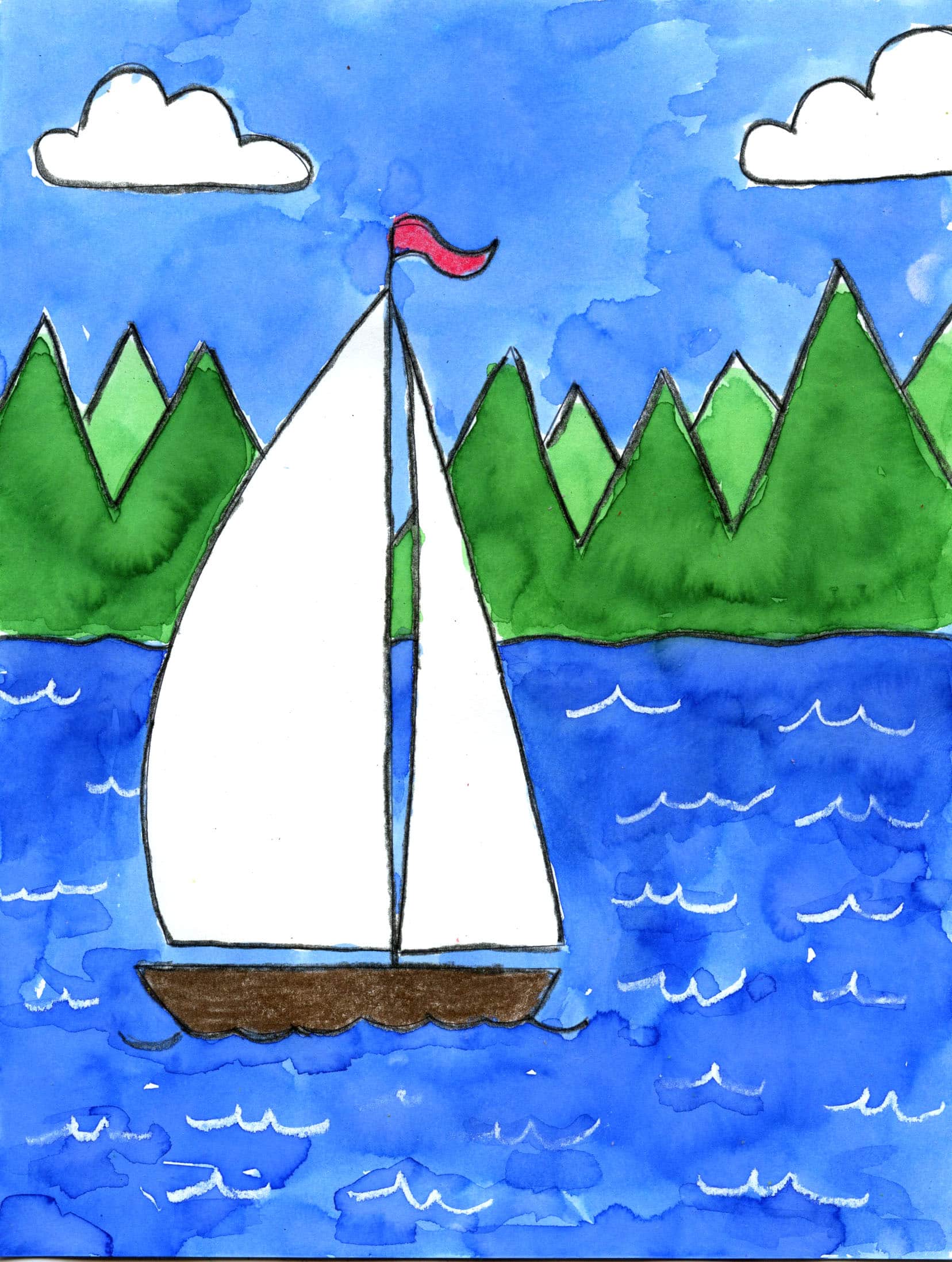 How to Draw a Sailboat: Easy Step-by-Step Art Lesson for Kids