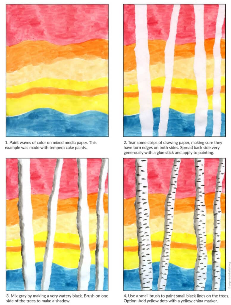  Step-by-step guide to painting like Matthew Wong with color layers and tree shapes.