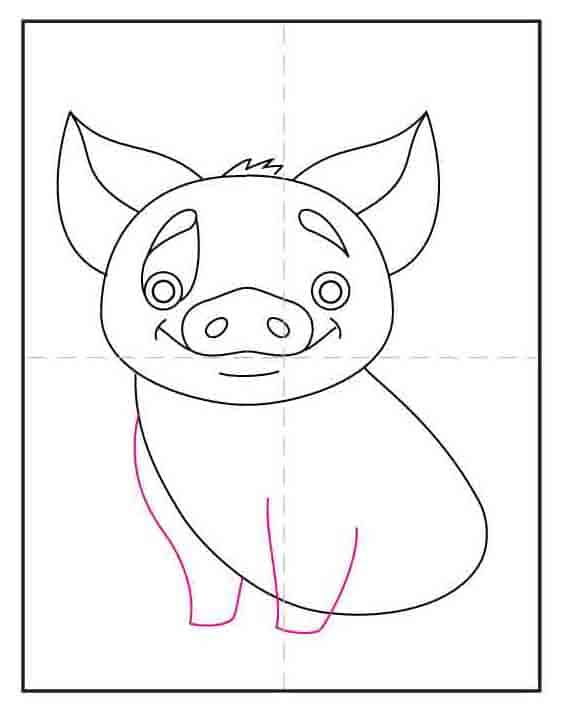 Draw two front legs on your Pua Moana drawing.