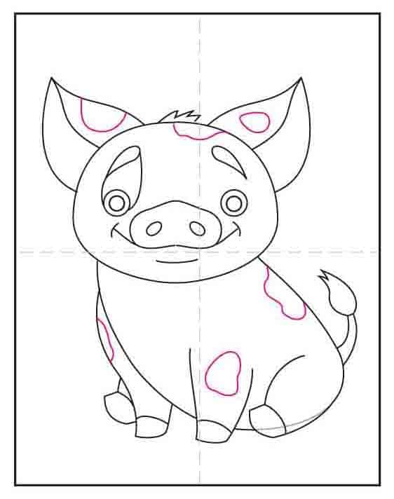Erase lines and add spots to complete Pua Moana drawing details.