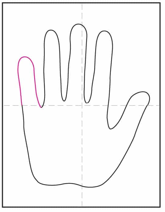 Step 6 bullying drawing with little finger completing the hand shape