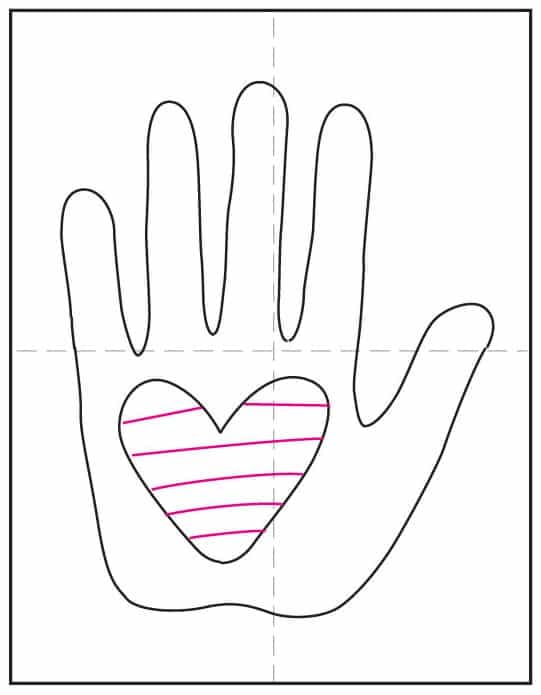 Step 8 bullying drawing showing heart divided into rainbow stripes