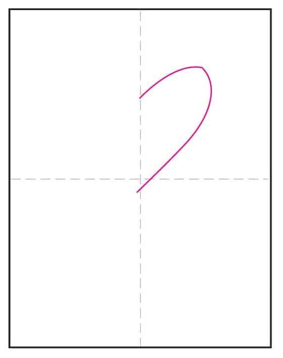 Step one red ribbon week drawing with one side of heart drawn in pencil