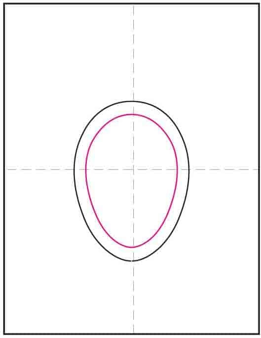 Step 2 of Indigenous Peoples turtle drawing with smaller oval inside the shell