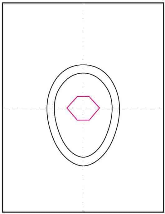 Step 3 of Indigenous Peoples drawing showing hexagon in turtle shell