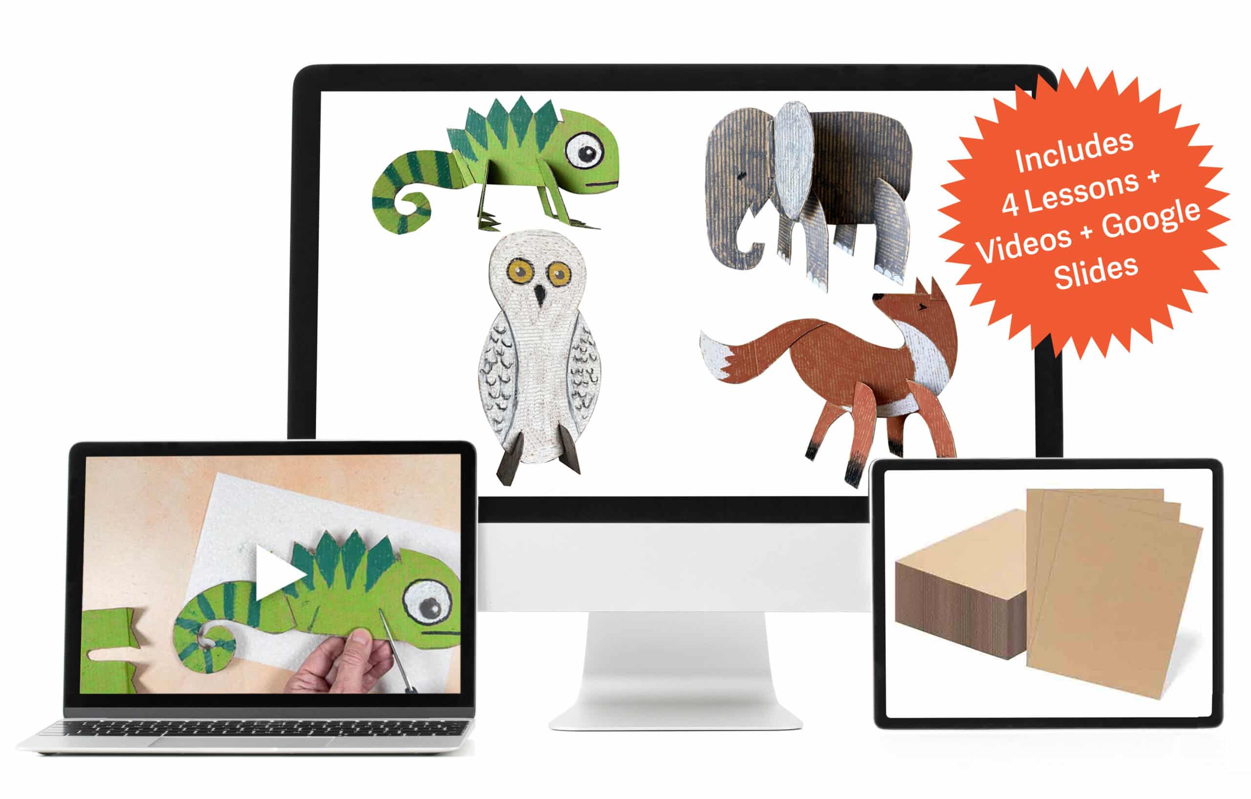 Open-and-Go 3D Cardboard Animal Mini Art Unit