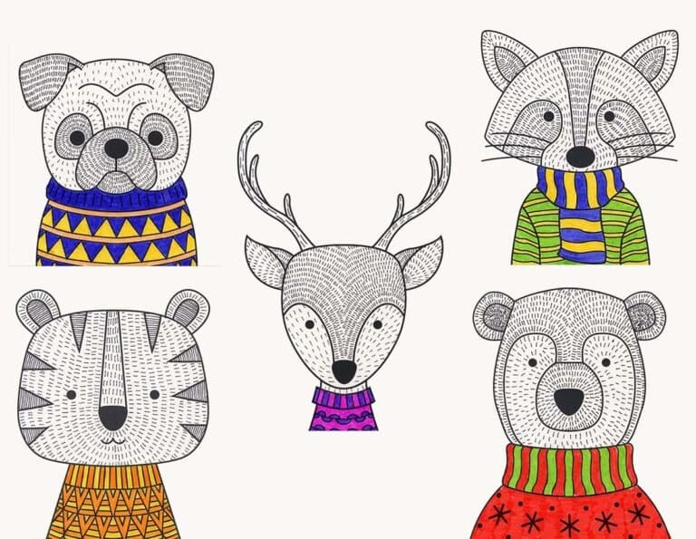 5 Animals in Sweaters Drawing & Art Projects for Kids