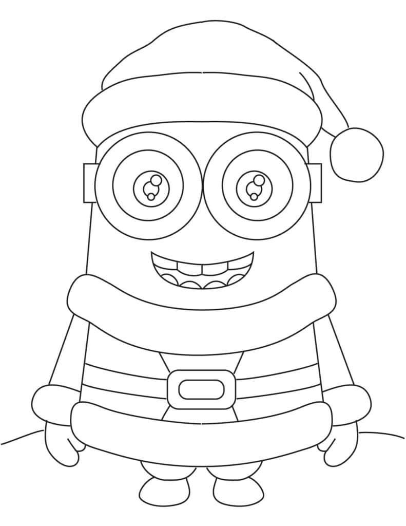Printable Christmas Minion coloring page with Santa suit