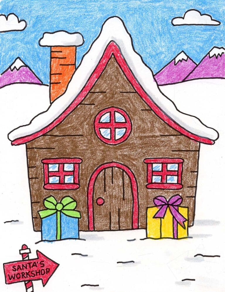 Santa’s Workshop Drawing: Easy Step-by-Step Christmas Art Lesson