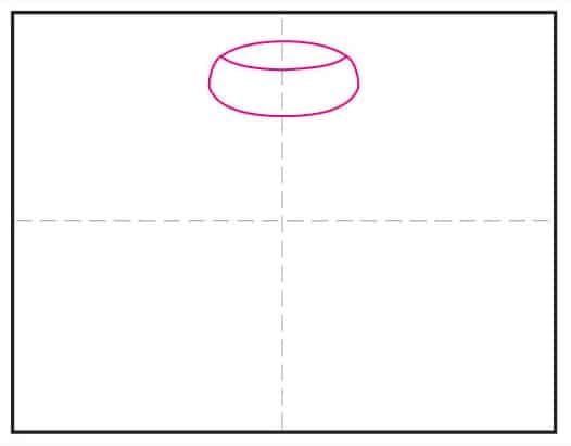 Step 1 of sweater drawing: draw a rounded collar at the top