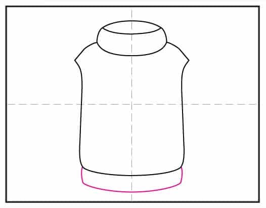 Step 3 of sweater drawing: add a ribbed band at the bottom of the sweater