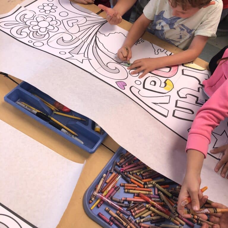 Earth Day Banner students