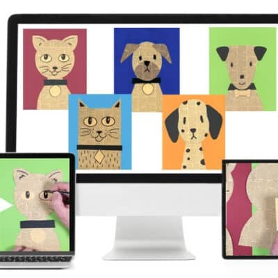 Open-and-Go Newsprint Pet Collage Mini Art Unit