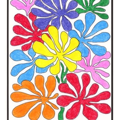 Henri Matisse Paper Flowers Collage Lesson: Collaborative Art Mural for Elementary