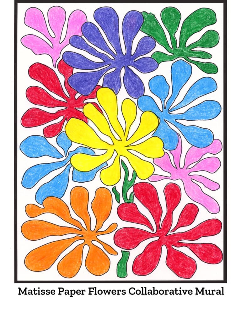 Henri Matisse Paper Flowers Collage Lesson: Collaborative Art Mural for Elementary