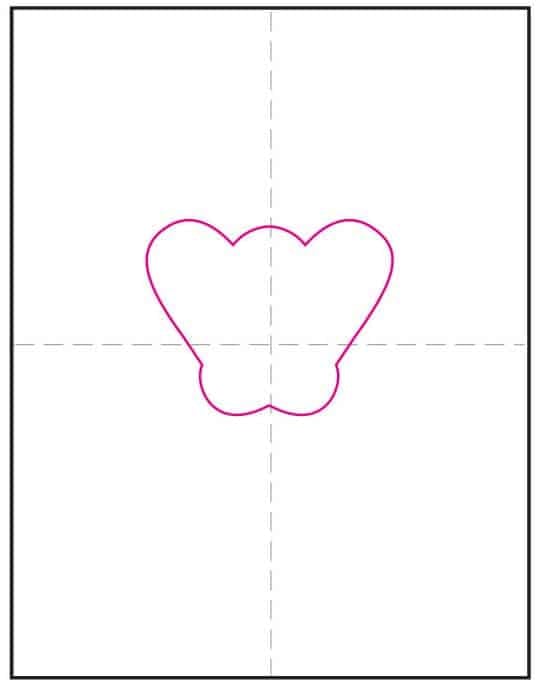 Step 1 of bowser drawing: draw the mouth shape with curved lines.