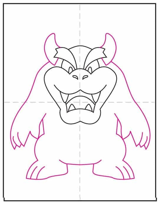 Step 5 of bowser drawing: add rings around the arms