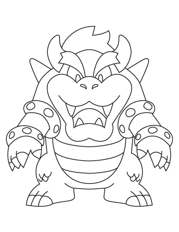 Bowser drawing coloring page printable for elementary art students.
