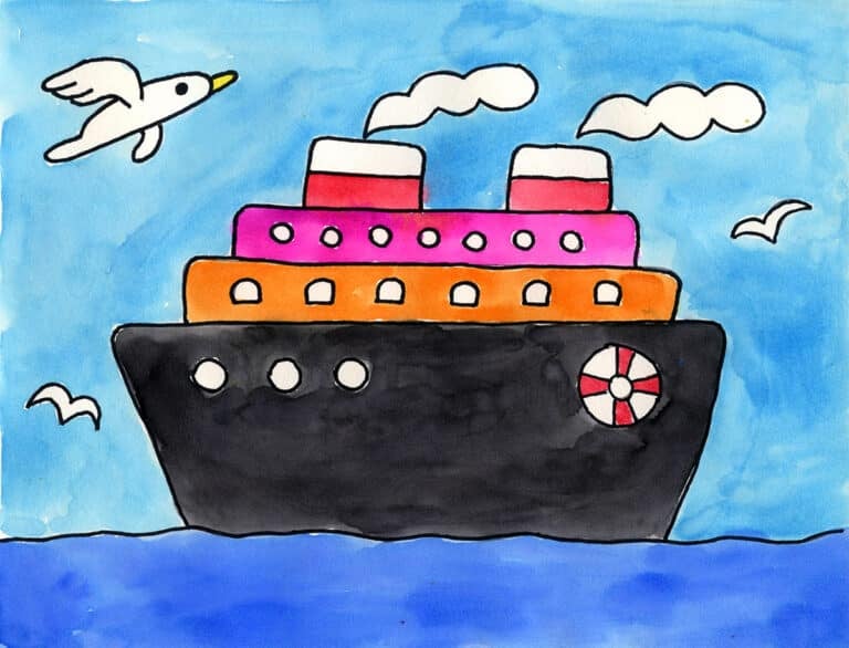 How to Draw a Cruise Ship: Easy Step-by-Step Art Lesson for Kids